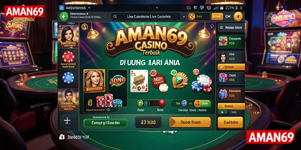 Tampilan gameplay seru dari AMAN69 yang menampilkan dealer langsung.