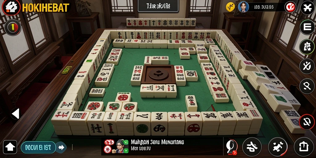 Screenshot utama gameplay HOKIHEBAT menampilkan keseruan permainan Mahjong.