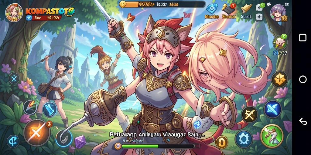 Tampilan gameplay menarik dari KOMPASTOTO dengan karakter Anime yang dinamis.
