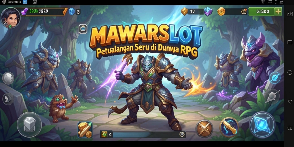 Screenshot MAWARSLOT yang menampilkan pertempuran seru di dunia RPG.