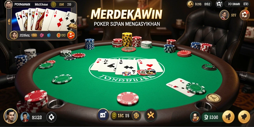 Tampilan gameplay Poker dalam MERDEKAWIN yang menarik dan interaktif.