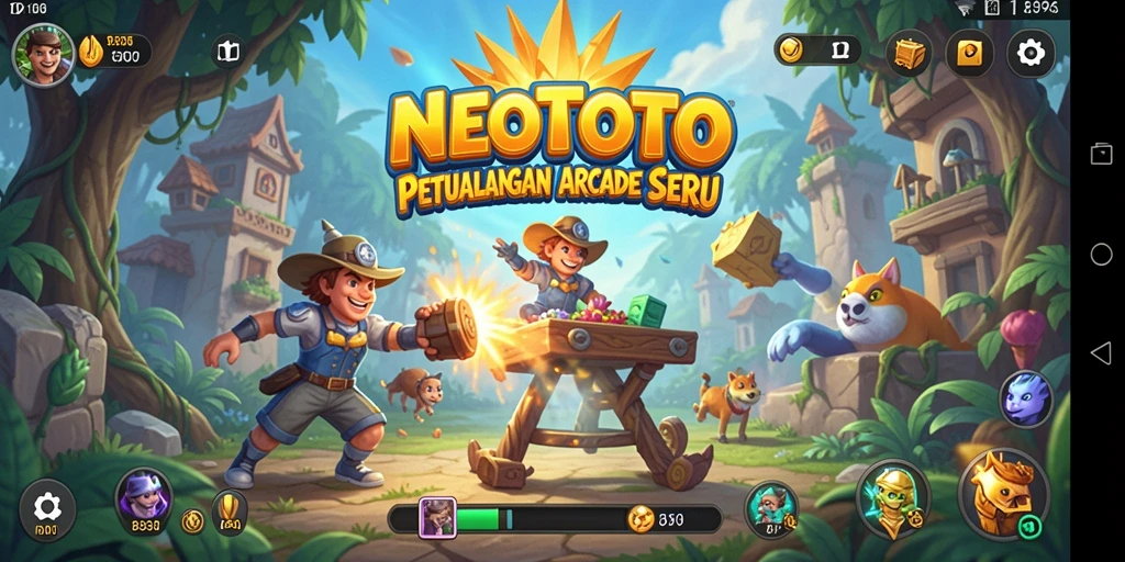 Tangkapan layar gameplay NEOTOTO dengan aksi seru di level arcade.