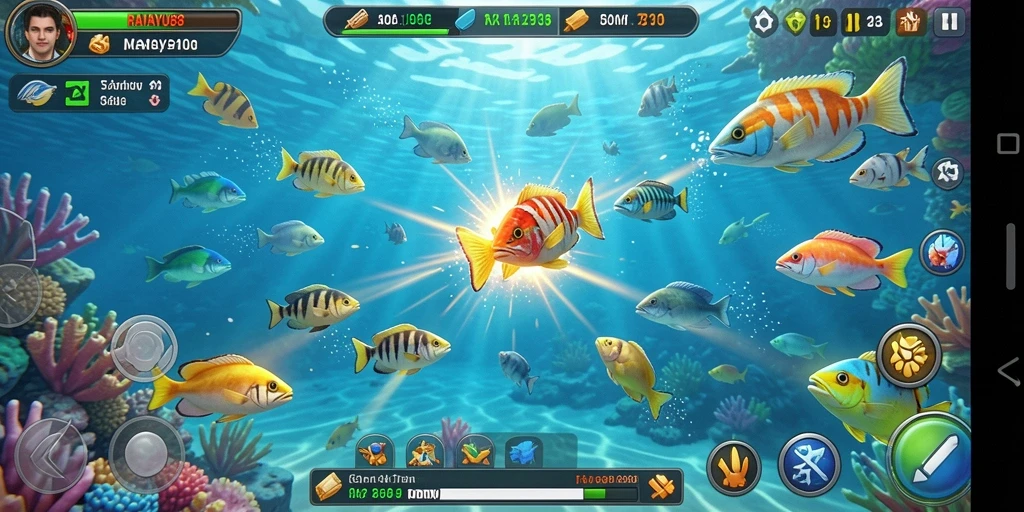 Tampilan gameplay RAHAYU88 saat menembak ikan dengan seru.