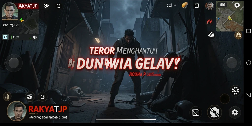 Screenshot gameplay RAKYATJP menampilkan suasana Horror yang mencekam.