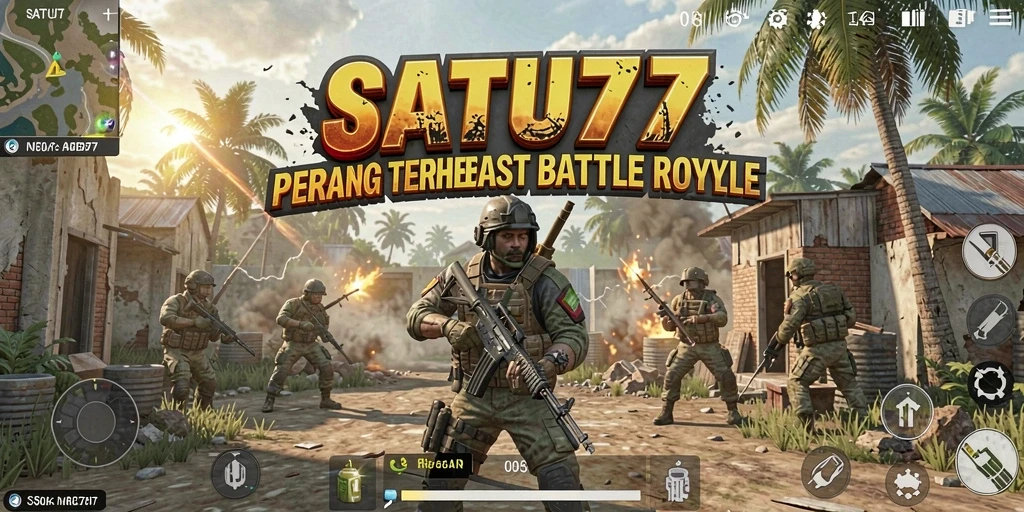 Tangkapan layar aksi seru dalam gameplay Battle Royale SATU77.