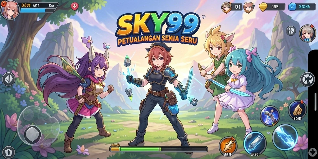 Tampilan gameplay <strong>SKY99</strong> yang penuh warna dan dinamis.